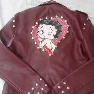 Custom handmade betty boop studded biker jacket